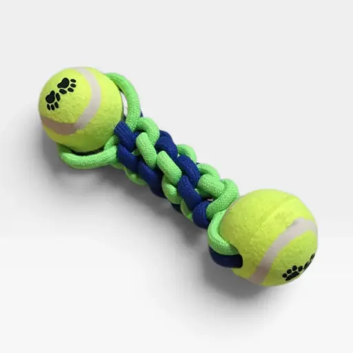 [SJWJ221] MANCUERNA DE SOGA TRENZADA C/2 PELOTAS DE TENIS